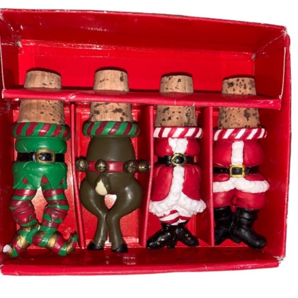Boston Warehouse Christmas decorative cork bottle stoppers 2004 Santa READ